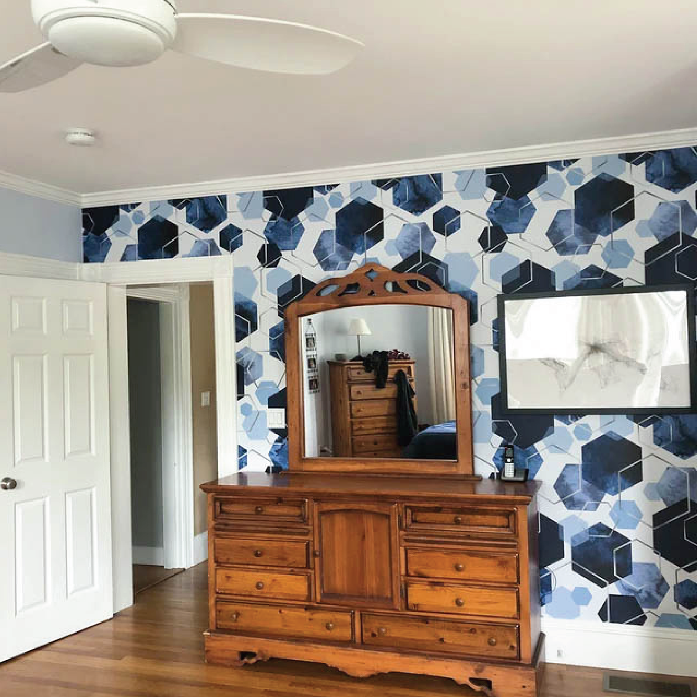 Blue Watercolor Hexagons