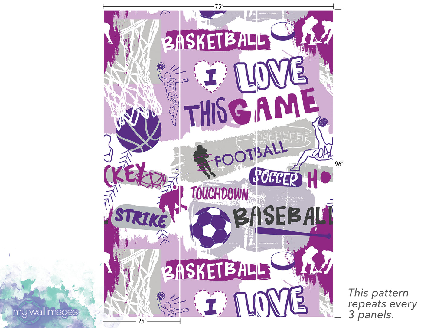 a purple and white poster with words on it