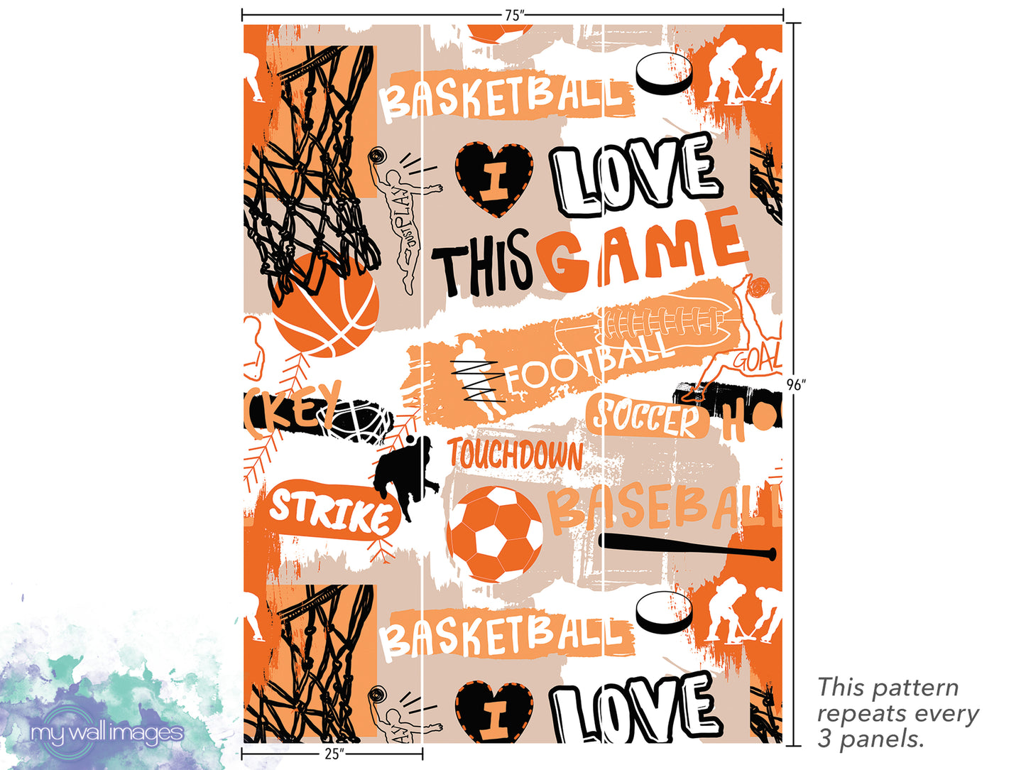 a poster with different sports related items on it