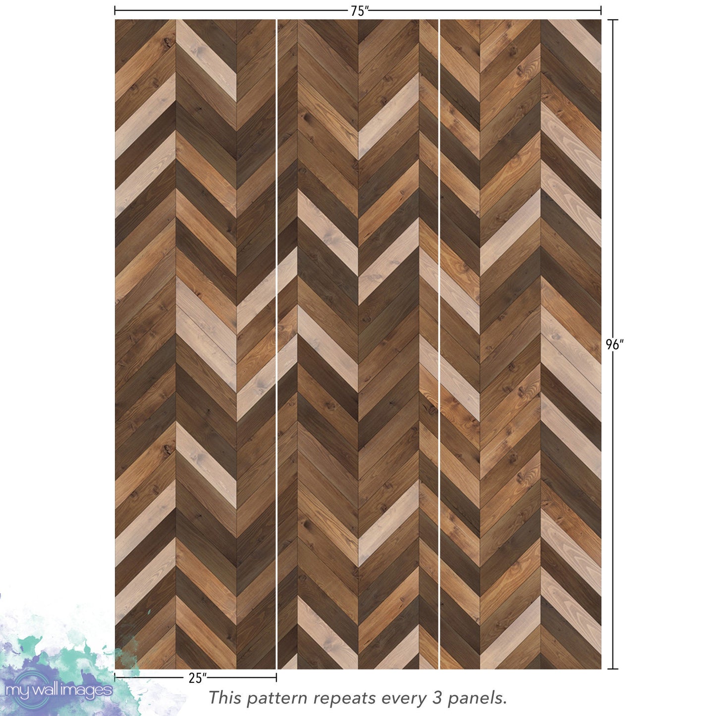 Faux Wood Peel and Stick Wallpaper | Chevron Parquet Texture Mural (MW1622)
