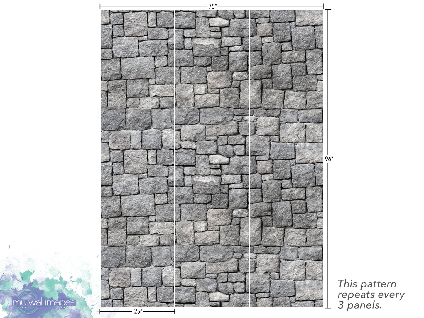 Ancient Stone Wall Peel and Stick Wallpaper | Gray Rocks Mural (MW1532)