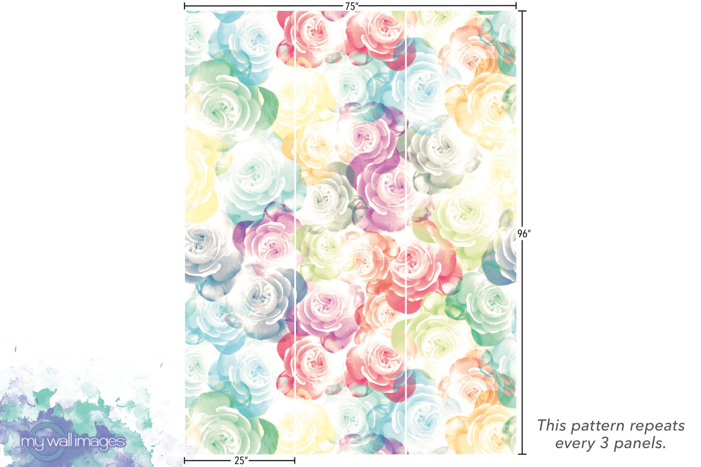 Colorful Abstract Flowers Wallpaper | Peel and Stick Mural | Rainbow Decor (MW1398)