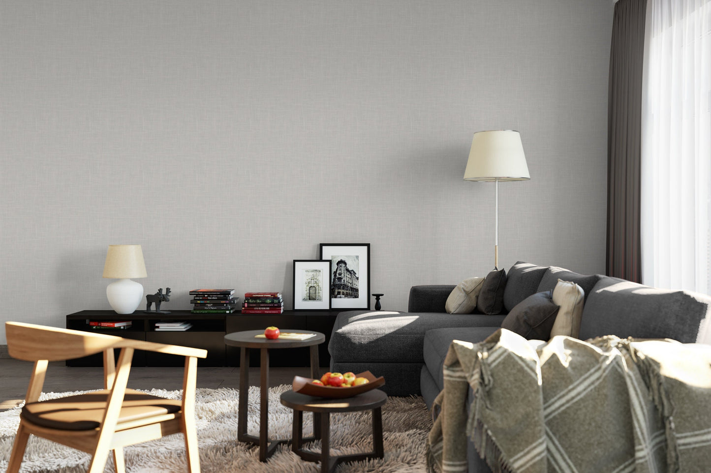 Faux Gray Linen Peel and Stick Wallpaper | Minimalist Gray Mural (MW1528)