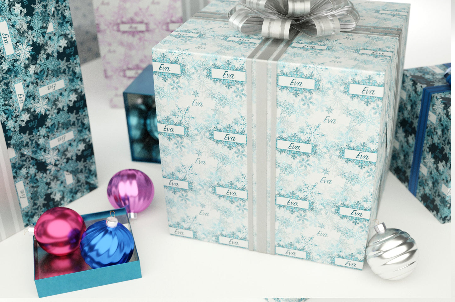 Snowflake Gift Wrap, Holiday Wrapping Paper, Christmas Wrapping Paper, MWG2001