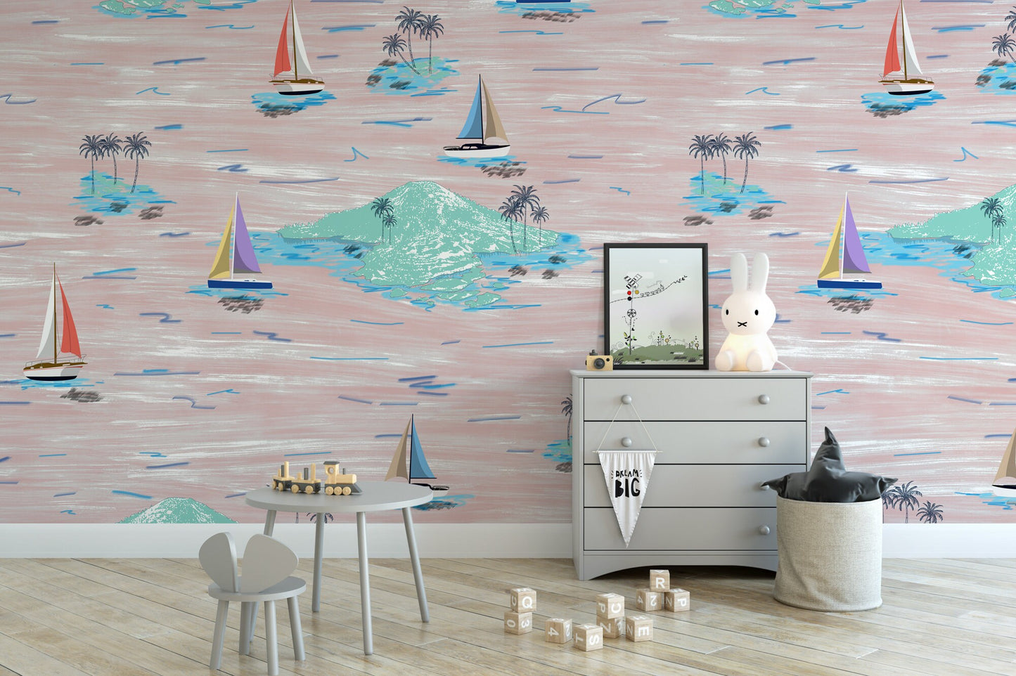 Cute Sailboat & Island Wallpaper MW1096