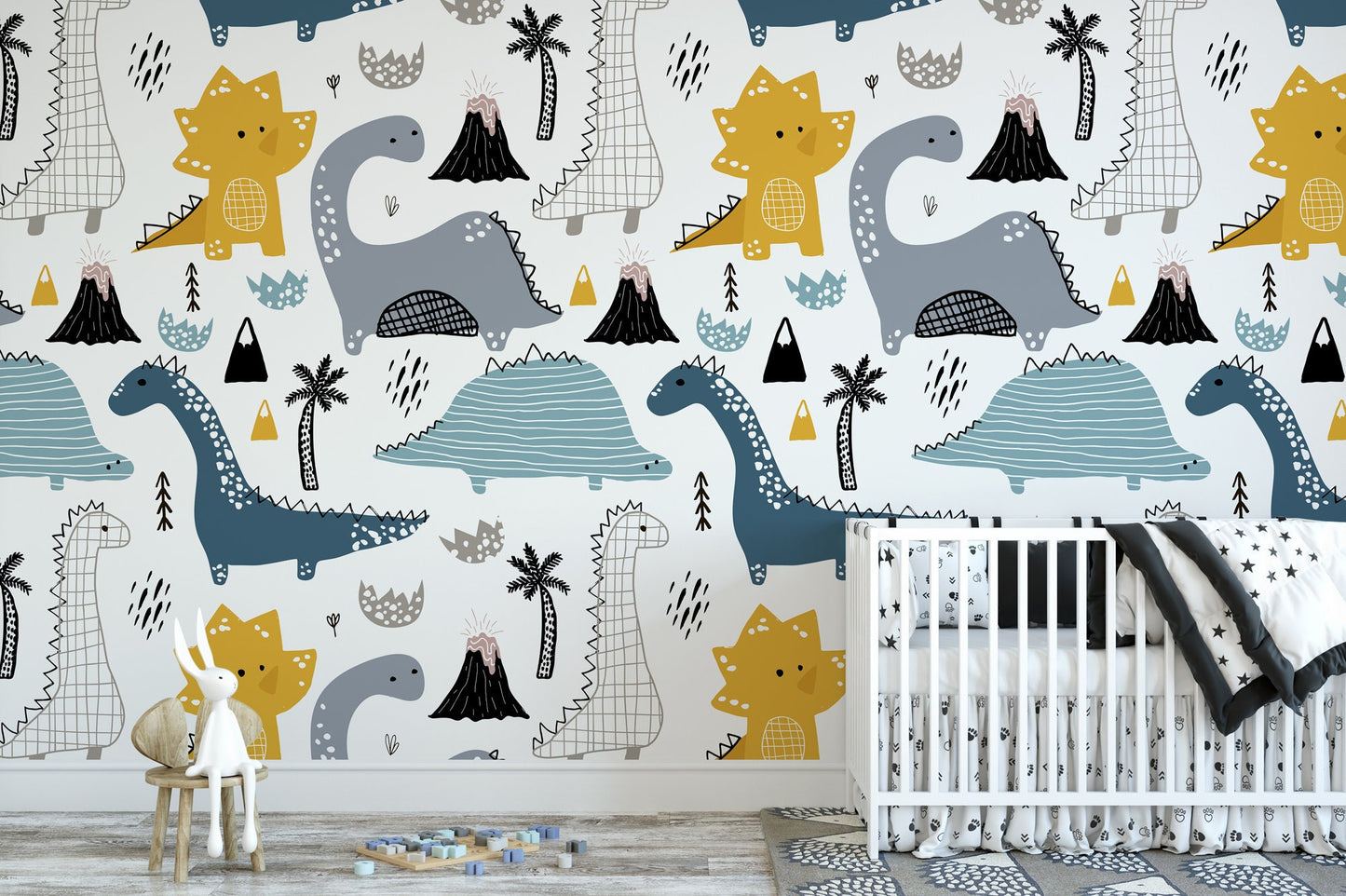 Cute Dinosaurs and Volcanoes Wallpaper MW1130