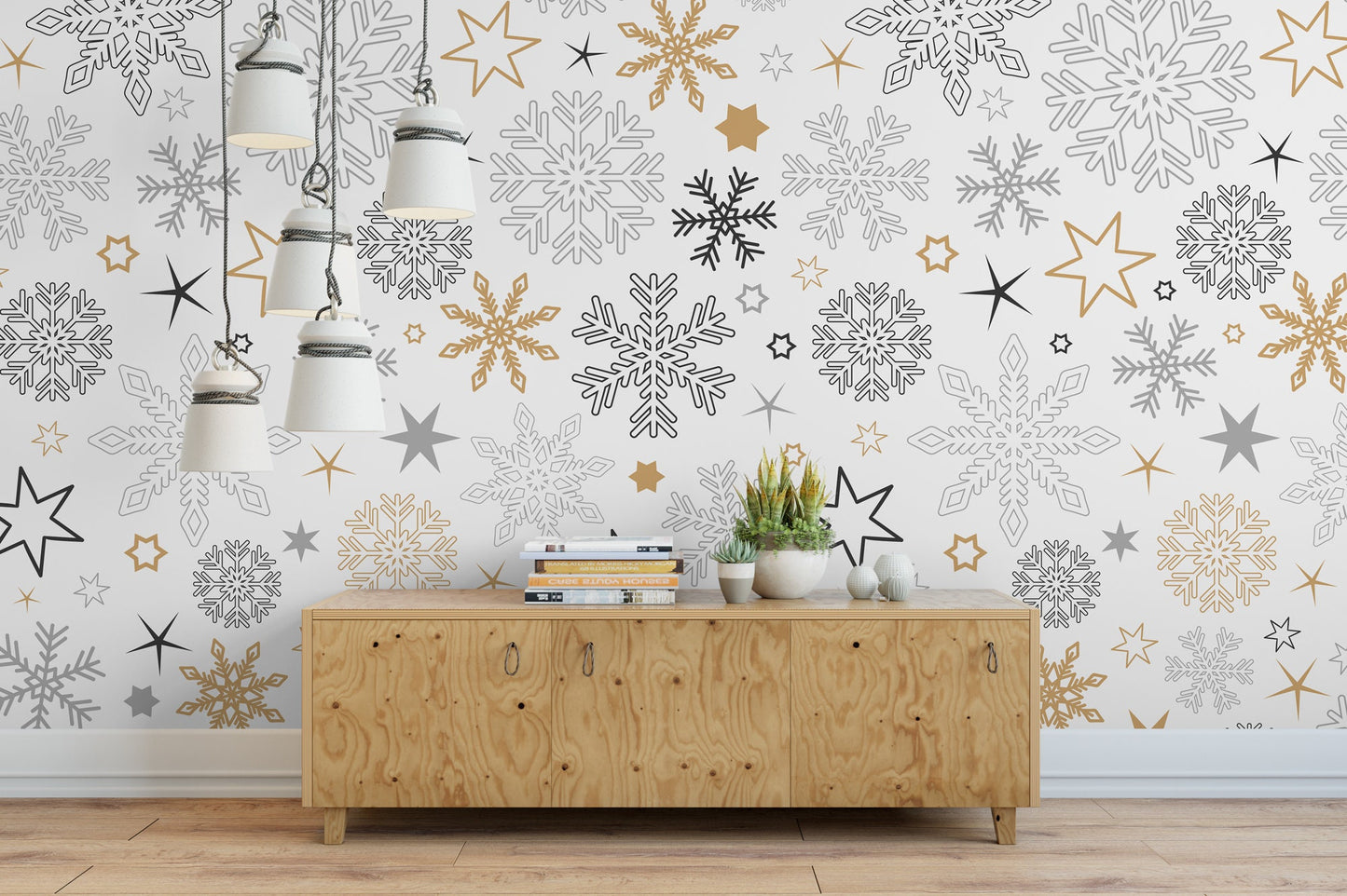 Neutral Christmas Snowflakes Wallpaper MW1148