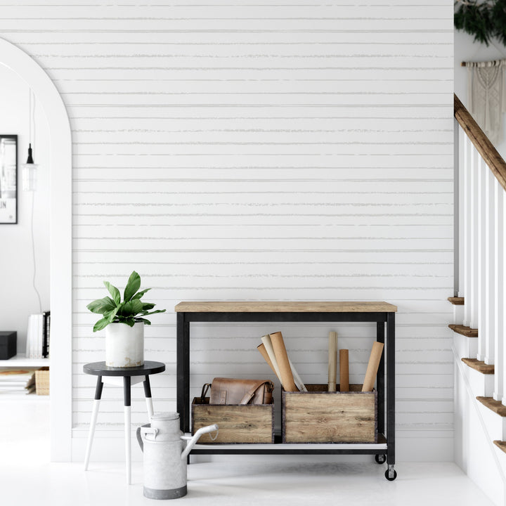 White Shiplap Farmhouse Wallpaper MW1218