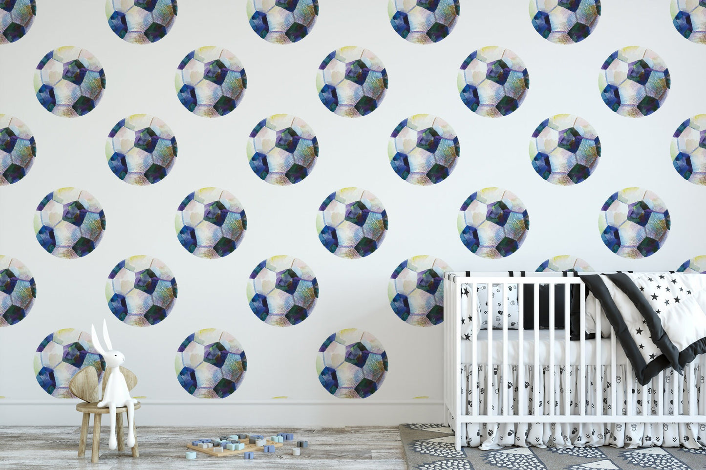 Soccer Balls Watercolor Wallpaper MW1264