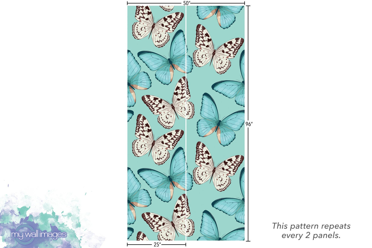 Turquoise and White Butterflies Wallpaper MW1329