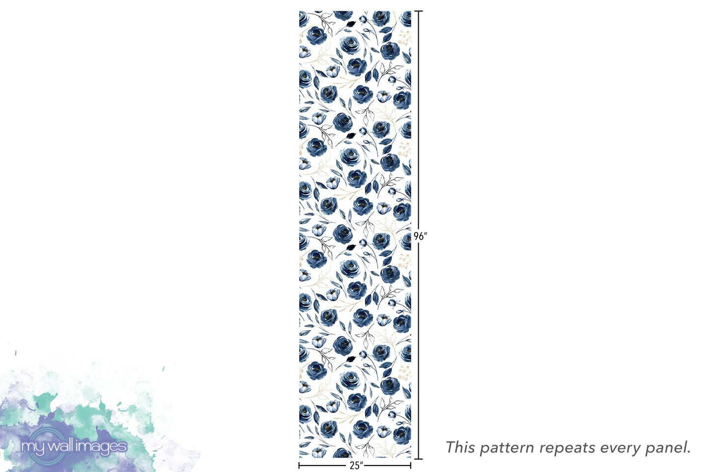 Blue Floral Navy Wallpaper MW1198sm