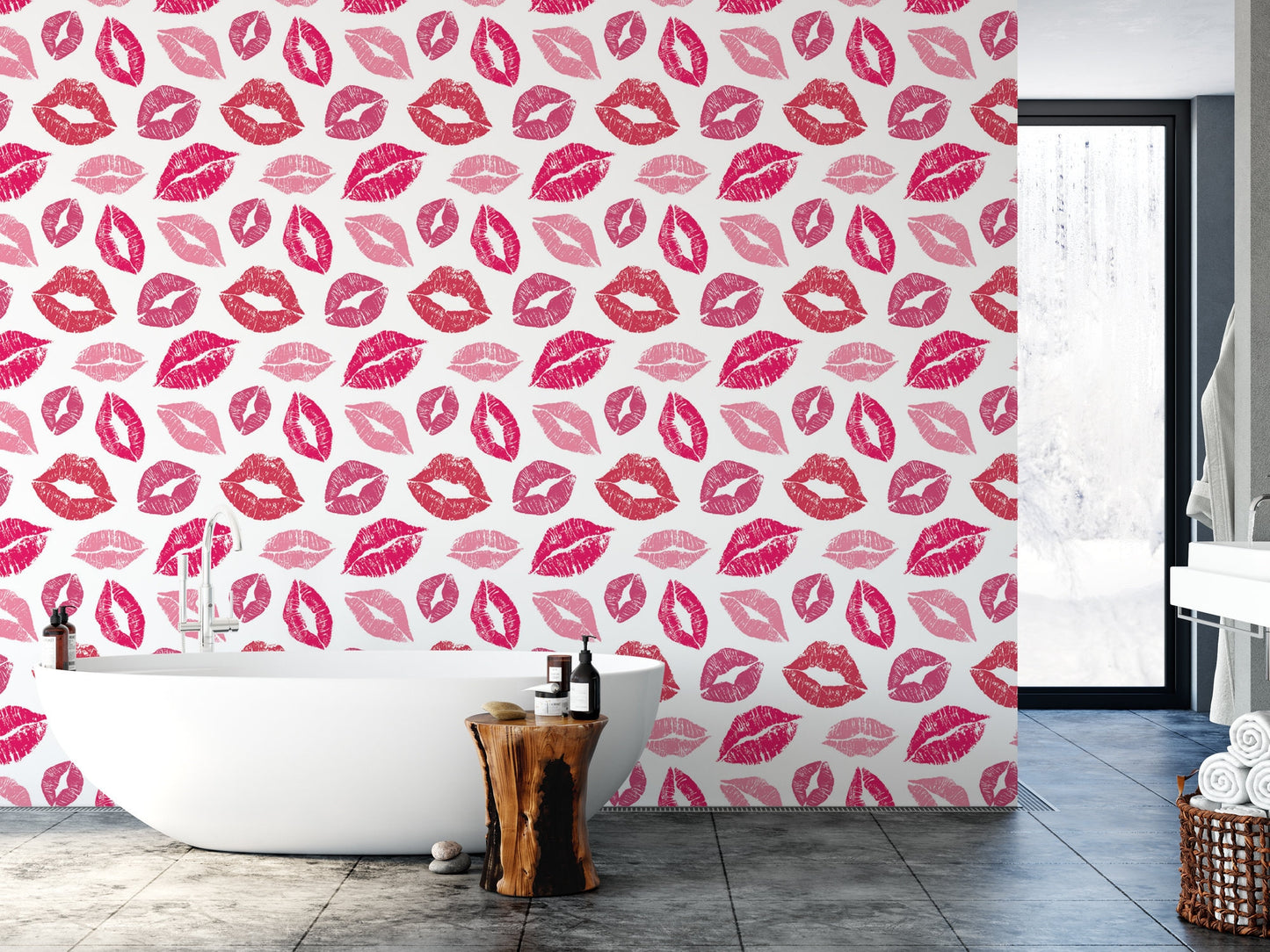 Pink and Red Kisses Lips Wallpaper MW1258