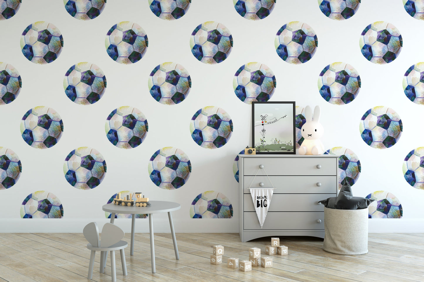 Soccer Balls Watercolor Wallpaper MW1264