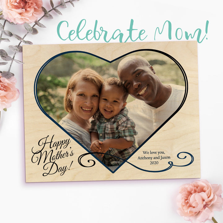 Mothers Day Gift, Mother Daughter Gift - Photo Heart Print on Wood - Custom Photo, New Mom Gift, Grandma Gift, Personalized, Decor MWW0009