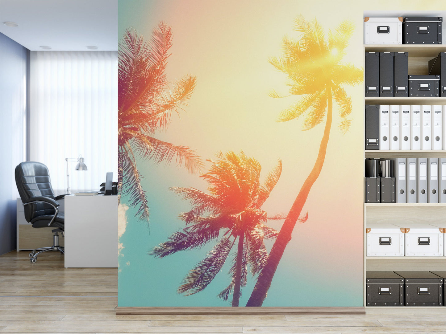 Beach Mural, Tropical Palm Trees in Sunlight Wallpaper MW1168