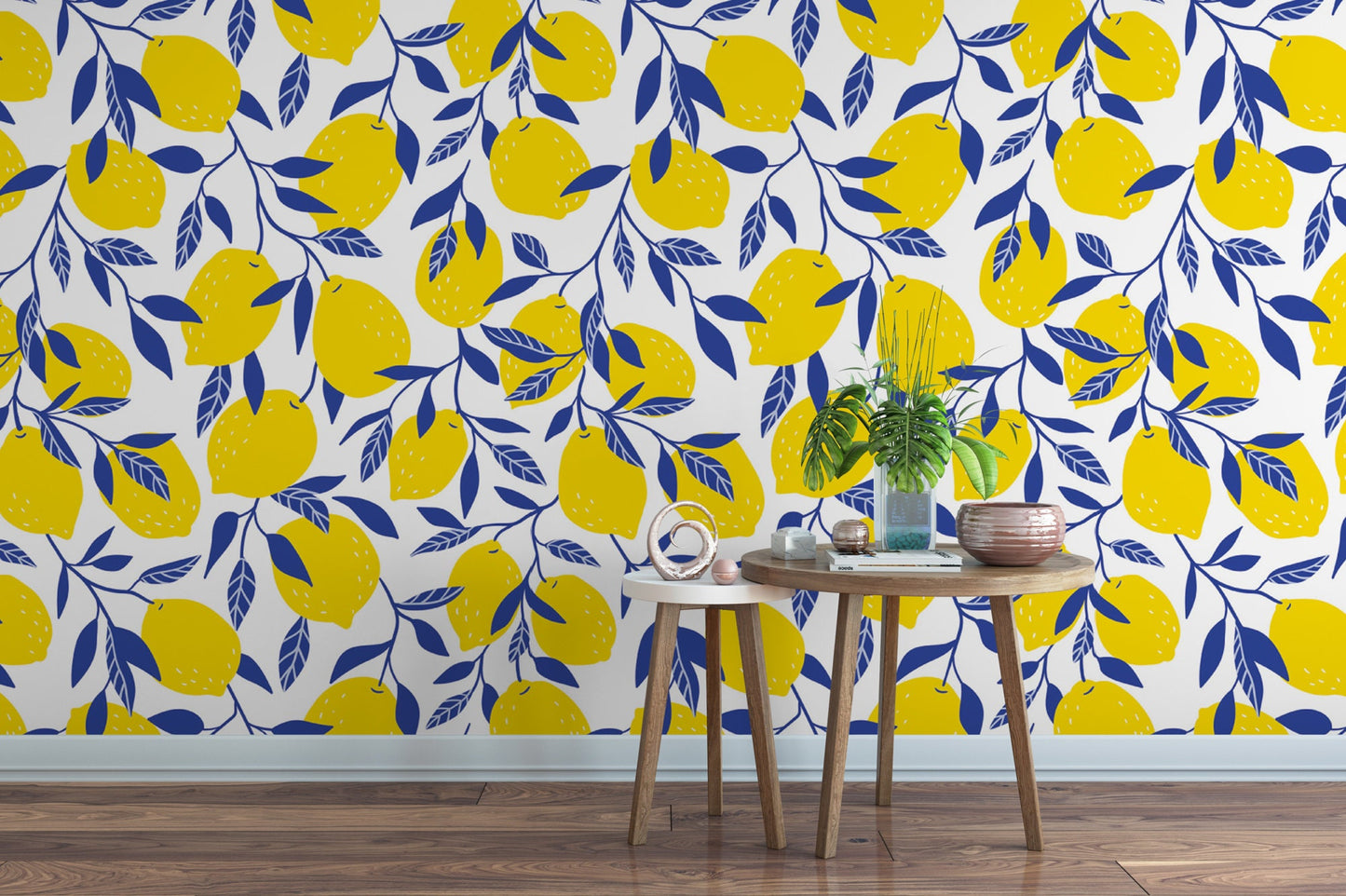 Lemons with Blue Leaves Wallpaper MW1367