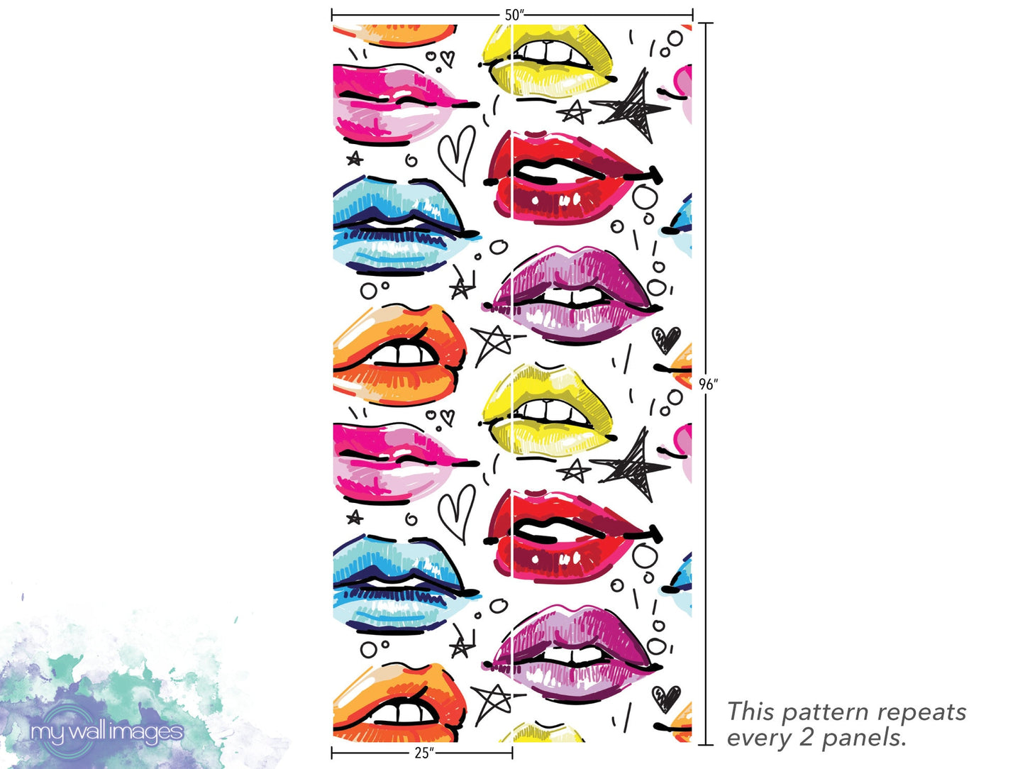 Multicolored Lips on White Wallpaper MW1370