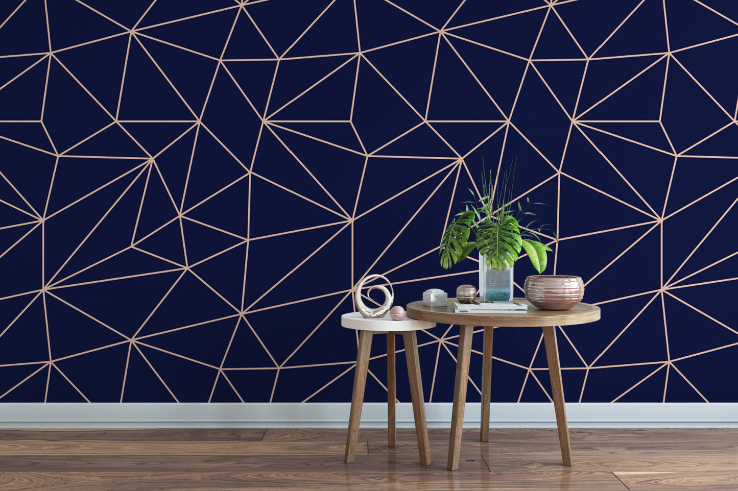 Modern Geometric Lines Navy Wallpaper MW1386