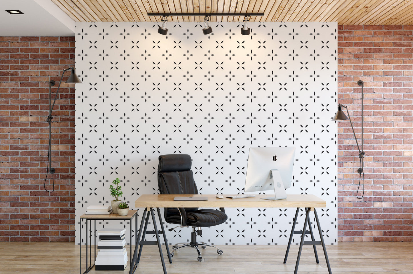 Delicate Geometric Pattern on White Wallpaper MW1387