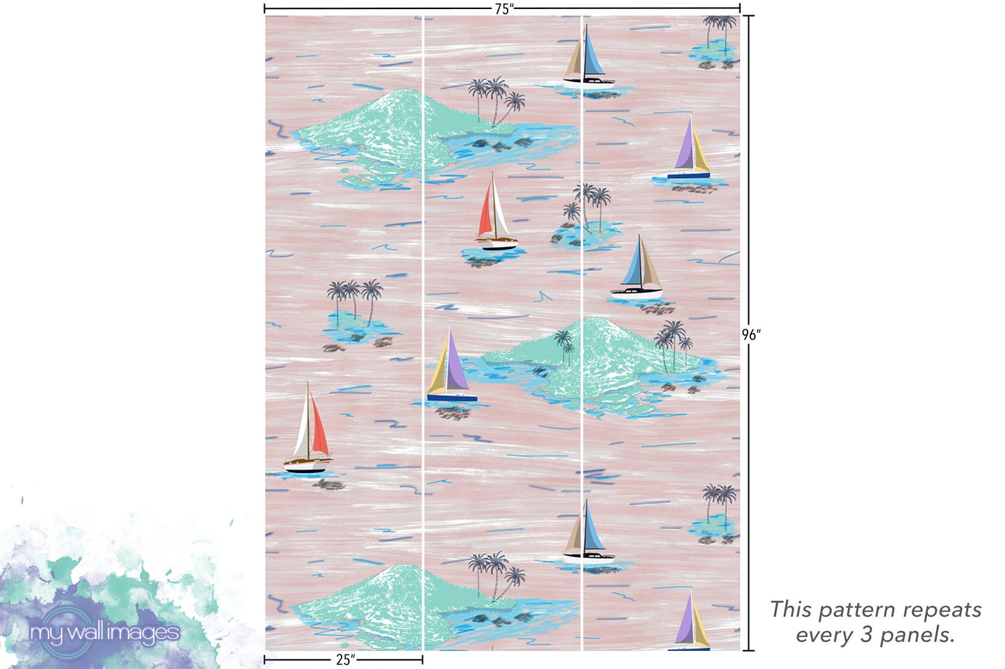 Cute Sailboat & Island Wallpaper MW1096