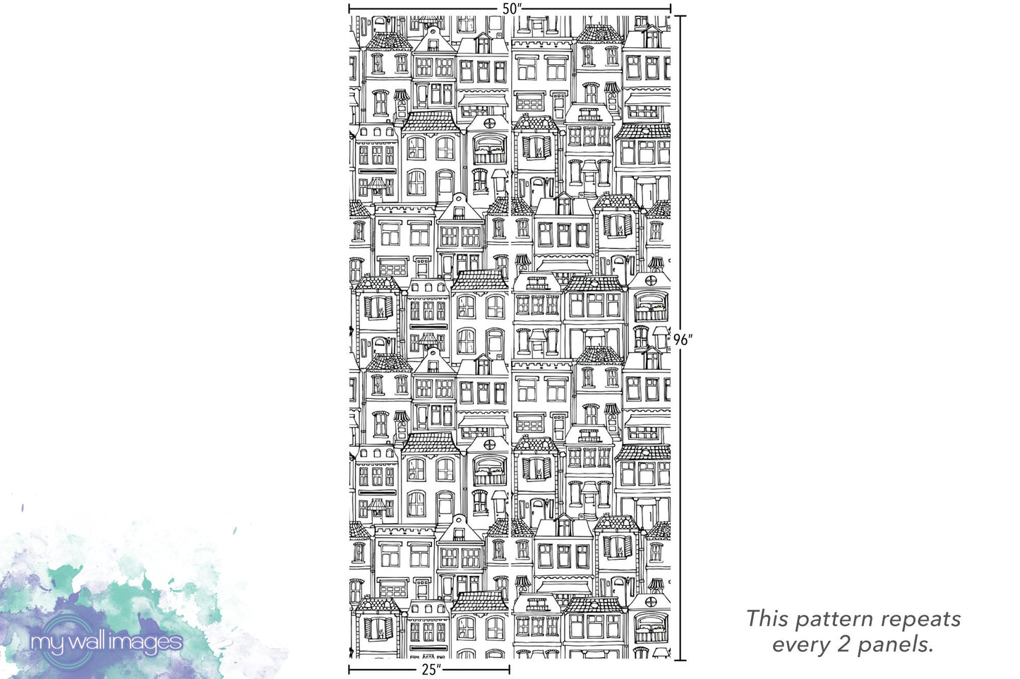 Modern Black and White House Sketches Wallpaper MW1472