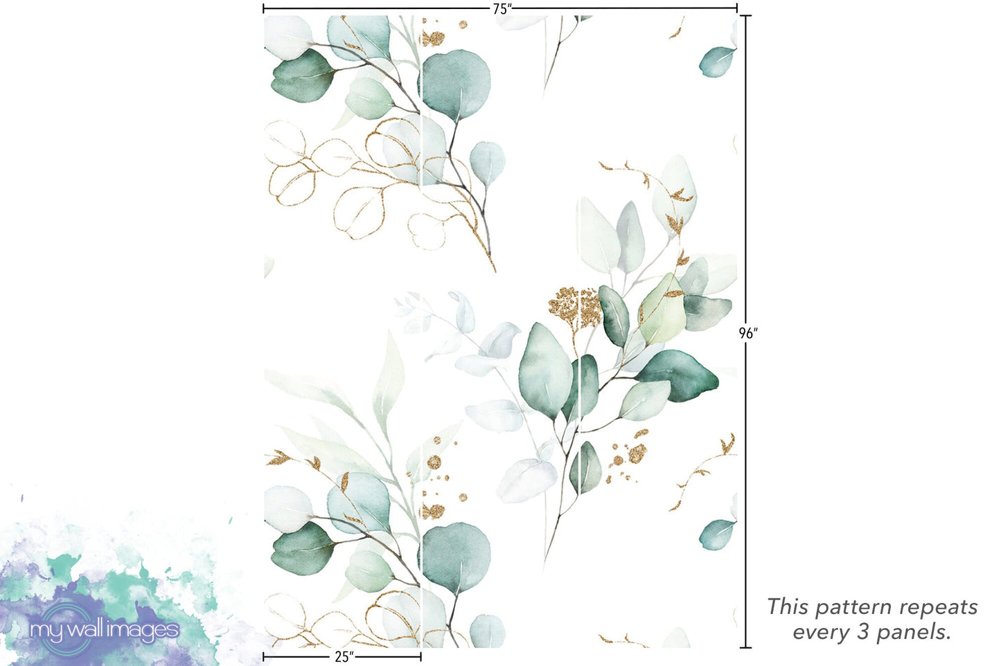 Gorgeous Green and Gold Eucalyptus Leaf Wallpaper MW1316L