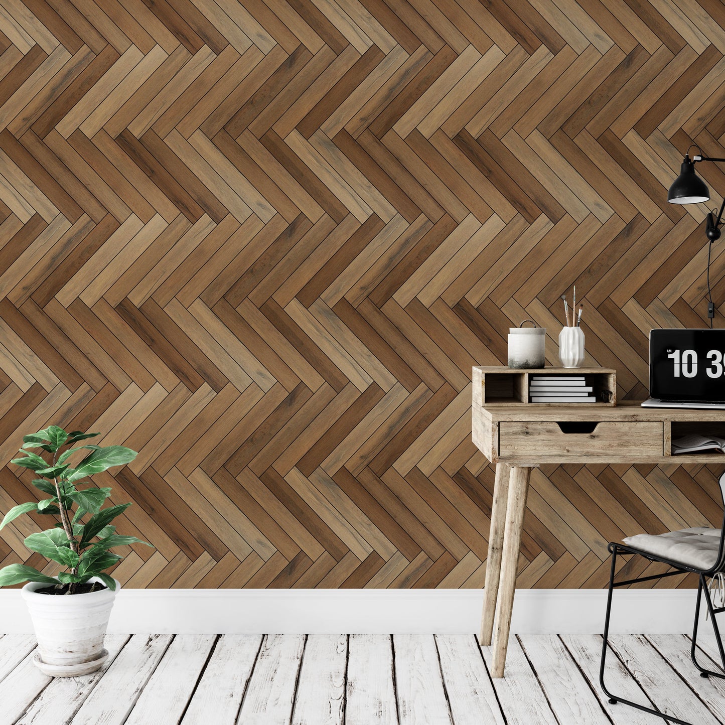 Wood Texture Horizontal Herringbone Wallpaper MW1580