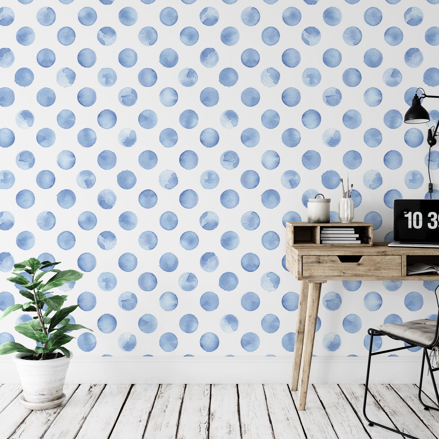 Blue Watercolor Dots Wallpaper MW1559