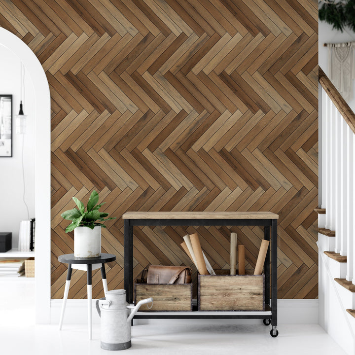 Wood Texture Horizontal Herringbone Wallpaper MW1580