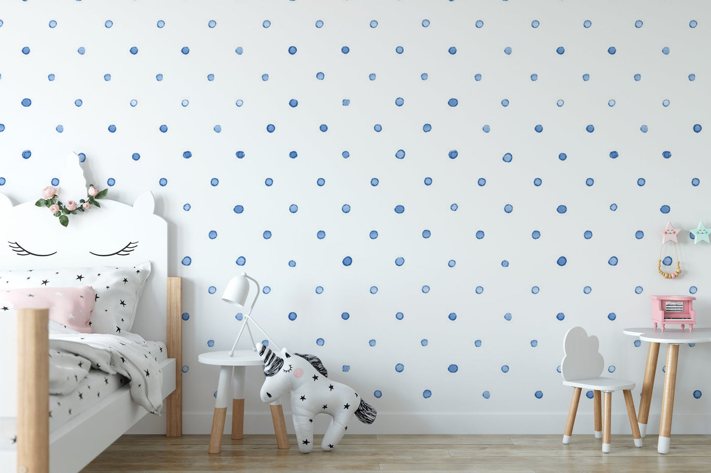 Blue Watercolor Dots Wallpaper MW1592