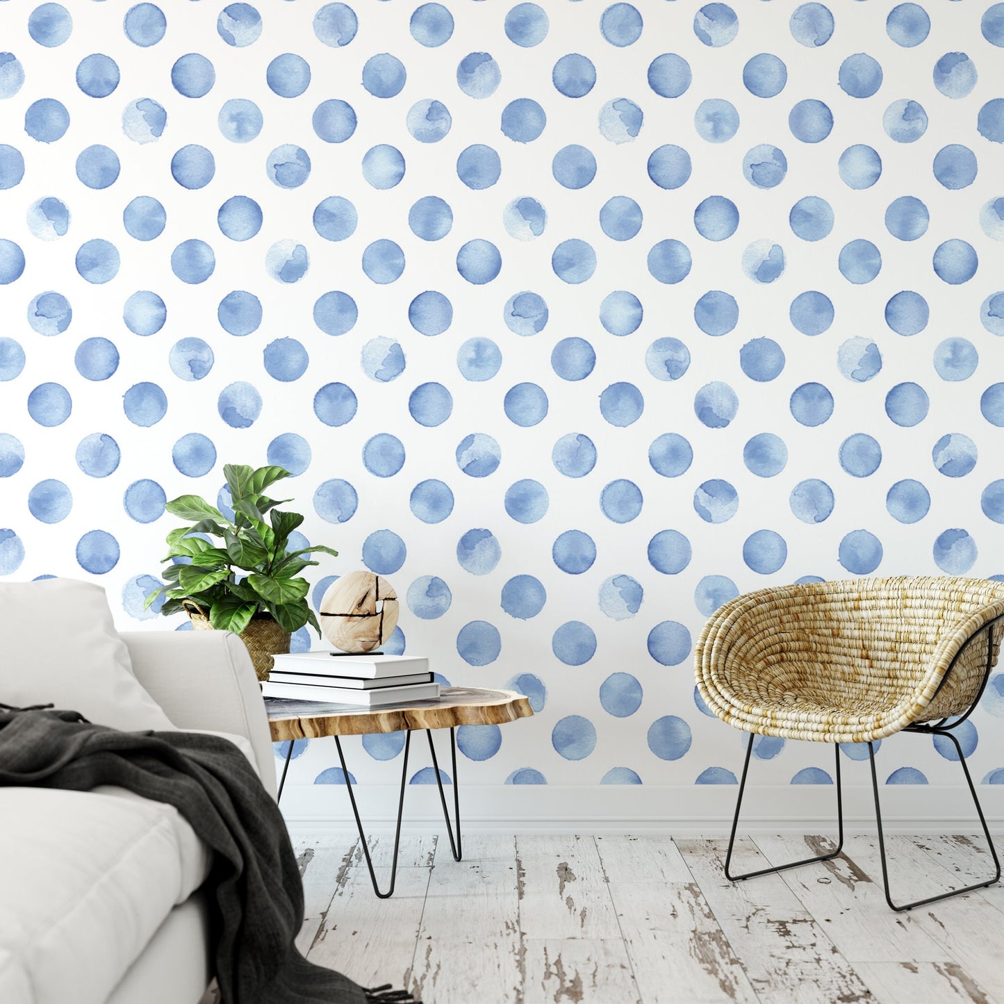 Blue Watercolor Dots Wallpaper MW1559