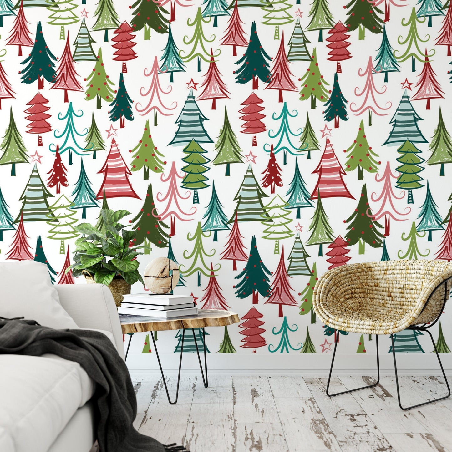 Whimsical Christmas Trees Wallpaper MW1651