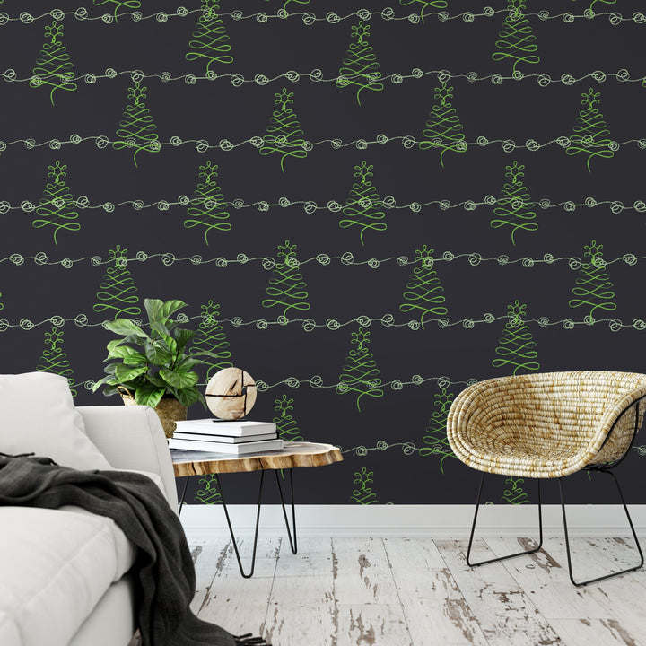 Green Christmas Tree on Black Wallpaper MW1647