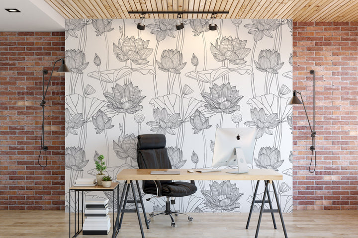 Black and White Lotus Wallpaper MW1585