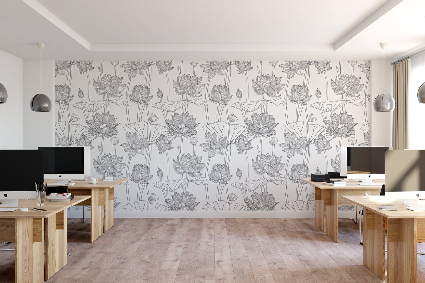 Black and White Lotus Wallpaper MW1585