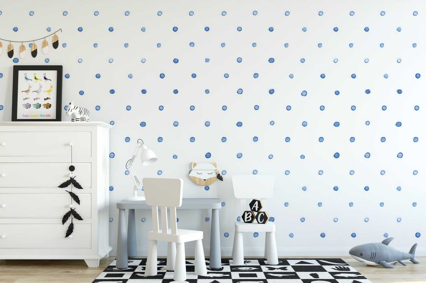 Blue Watercolor Dots Wallpaper MW1592