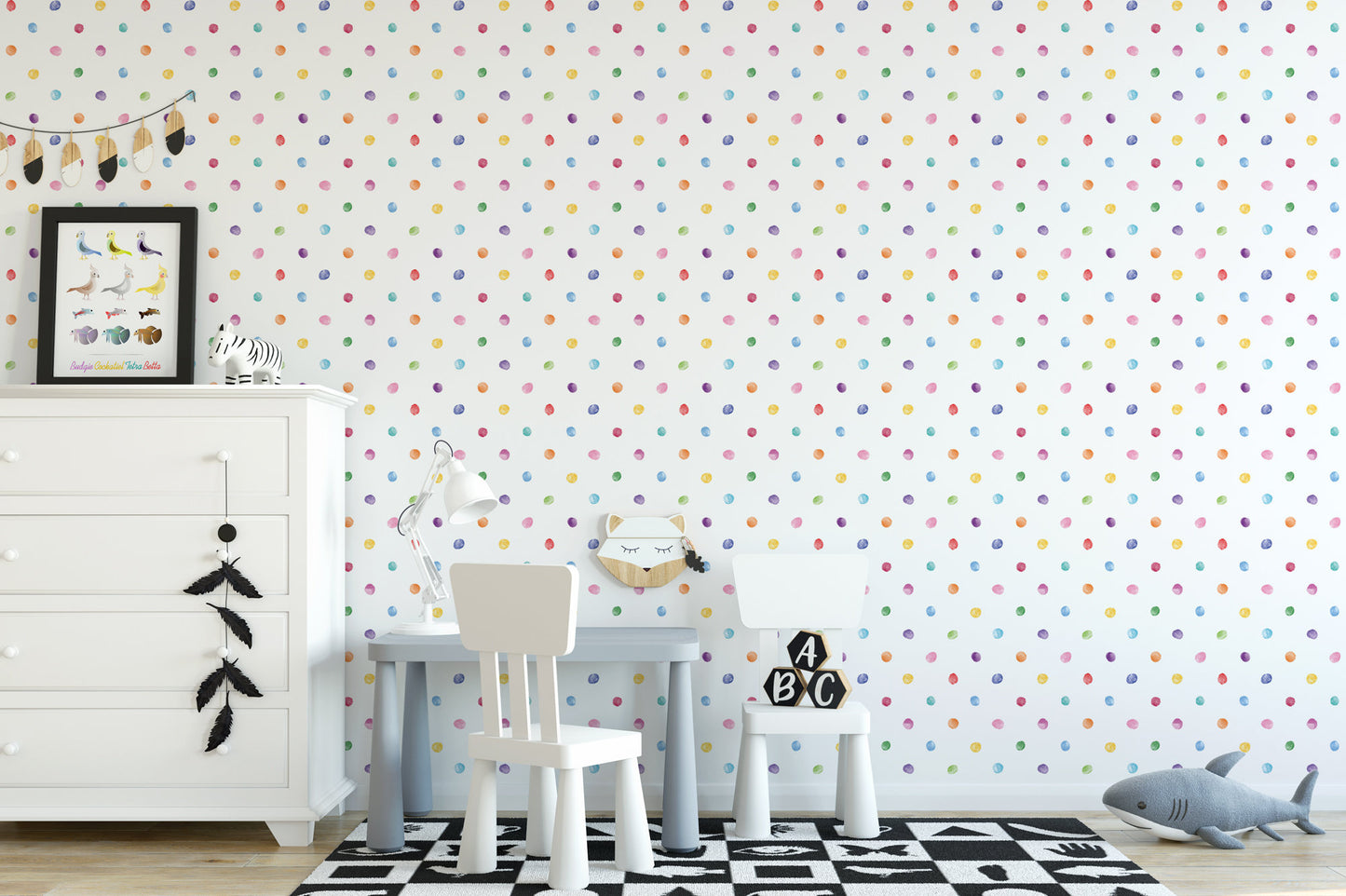 Tiny Colorful Watercolor Polka Dots, Rainbow Spots Wallpaper MW1593