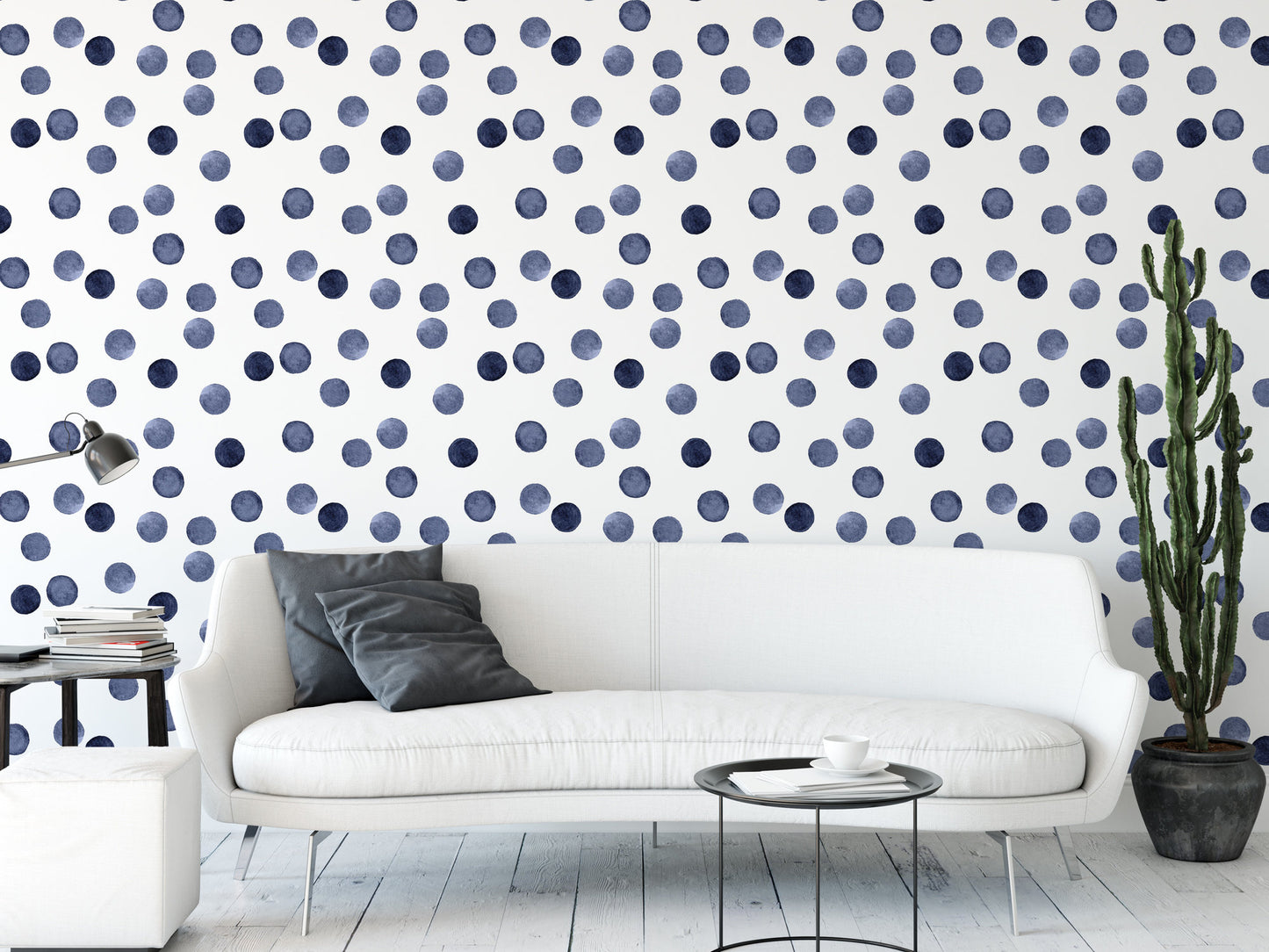 Dark Watercolor Dots, Black Gray White Wallpaper MW1594