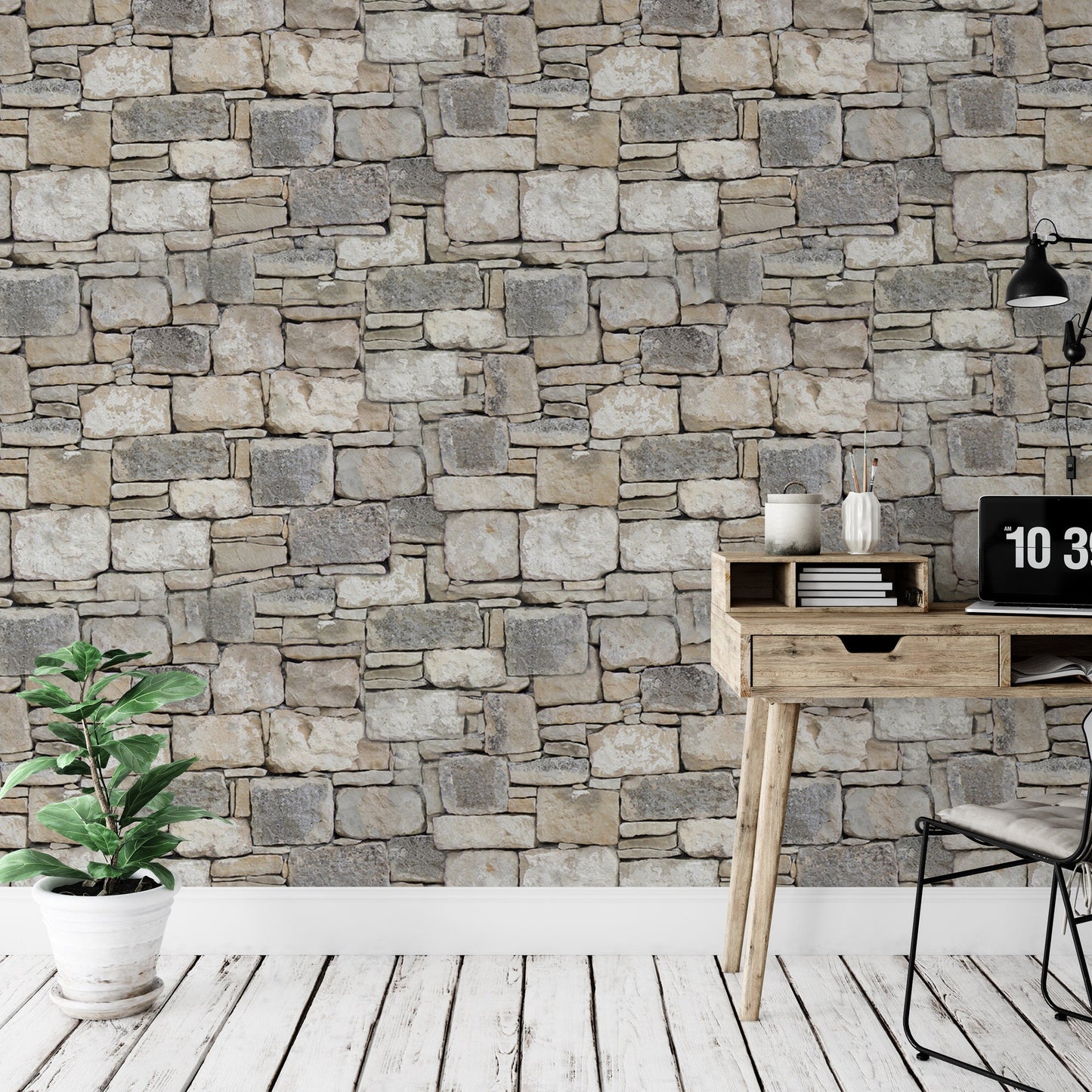 Brown Stone Wall Wallpaper MW1533