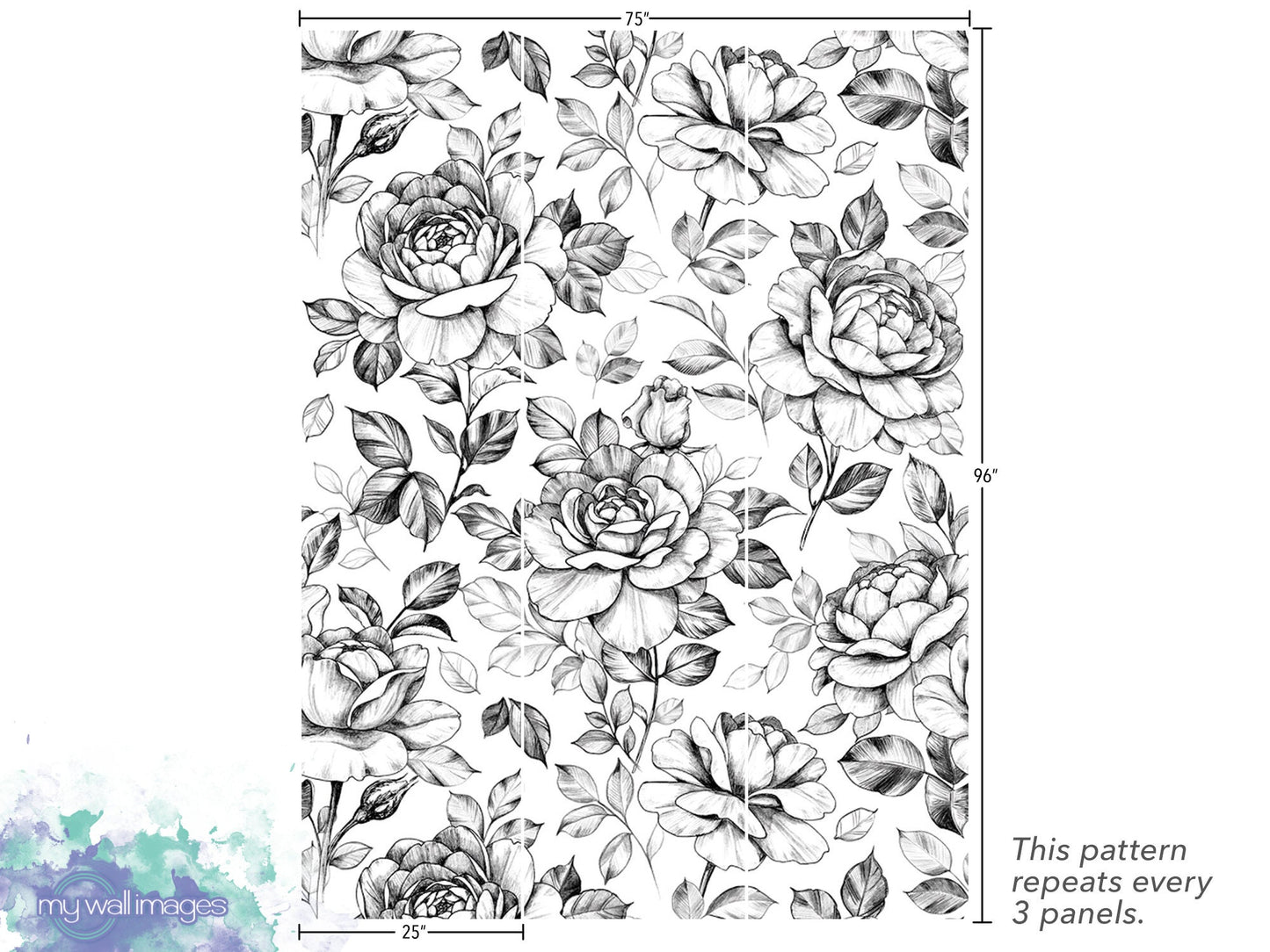 Black & White Rose Sketches Wallpaper MW1495