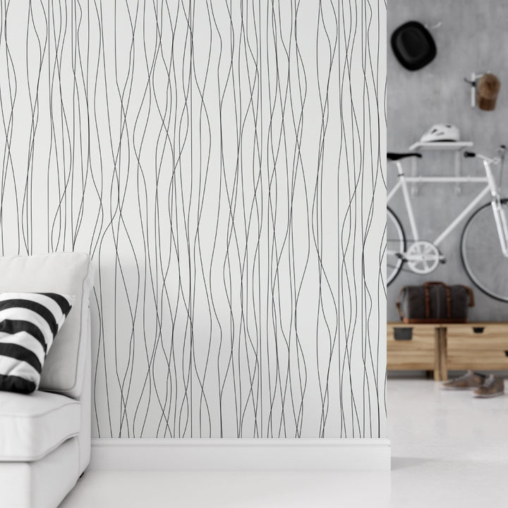 Abstract Black Lines Modern Wallpaper MW1544