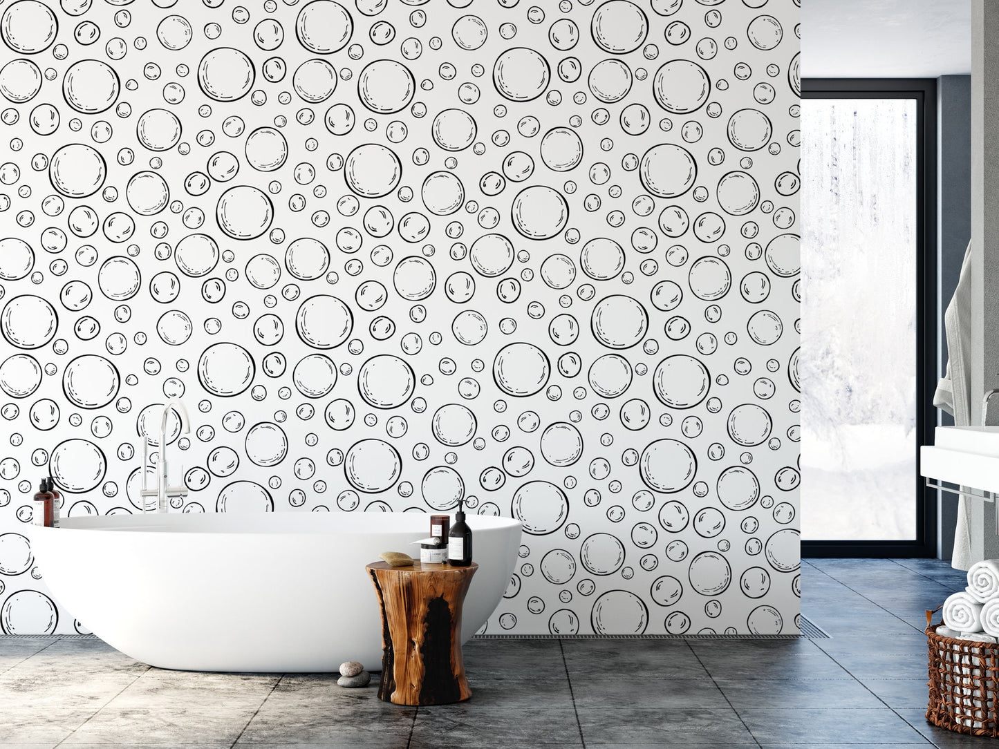 Soap Bubbles Black and White Wallpaper MW1505