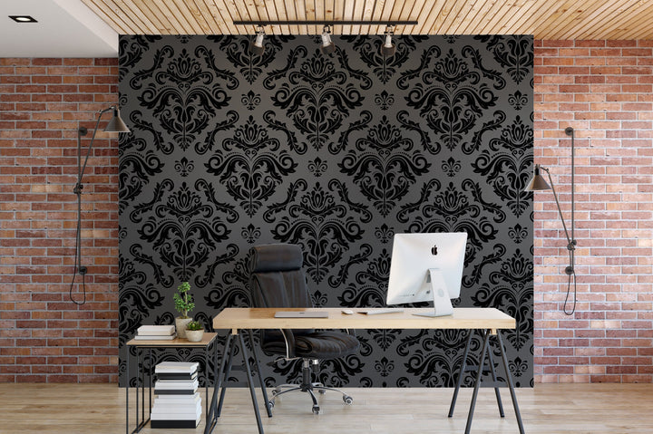 Vintage Dark Damask Wallpaper MW1547