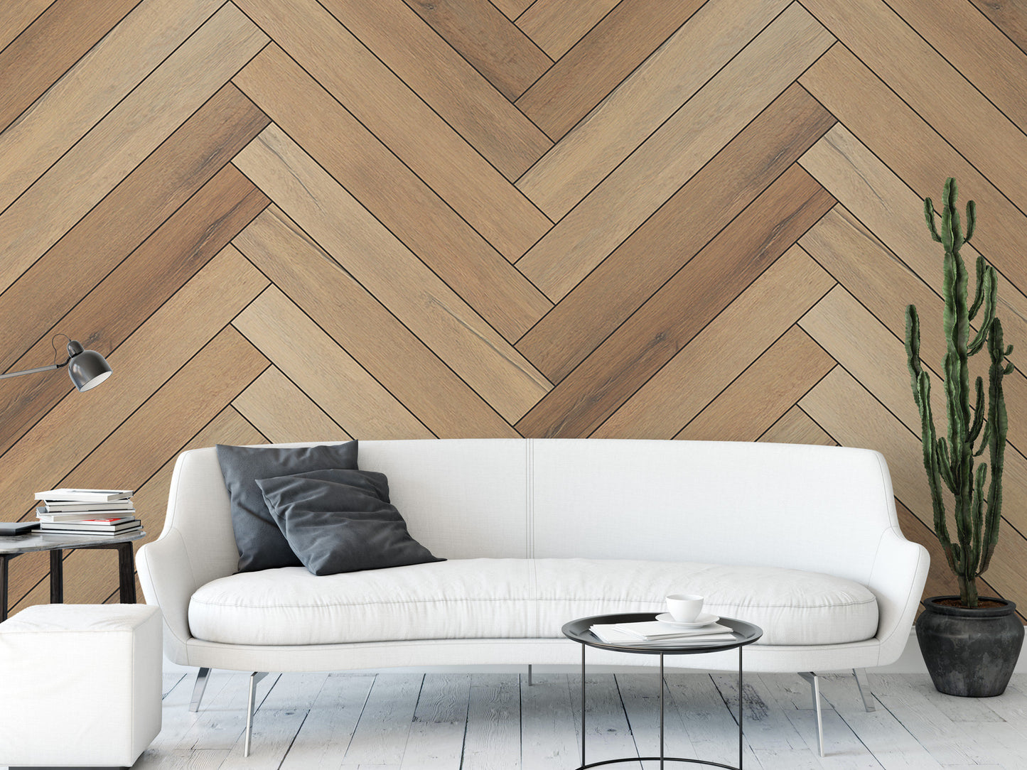 Large Wide Faux Wood Herringbone Wallpaper MW1683lg