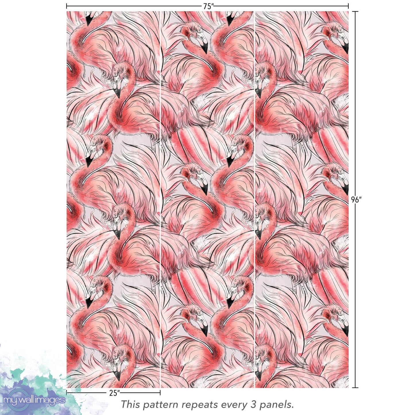 Fluffy Pink Flamingos Tropical Wallpaper MW1820