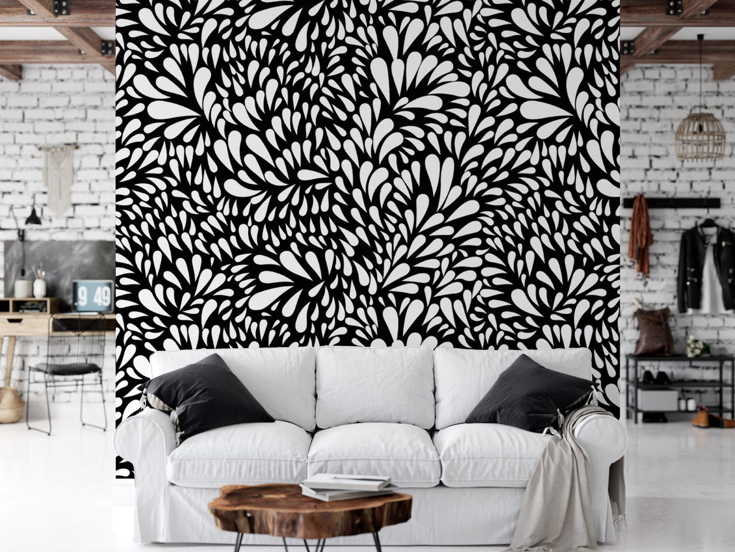 Black and White Mod Splash Wallpaper MW1753