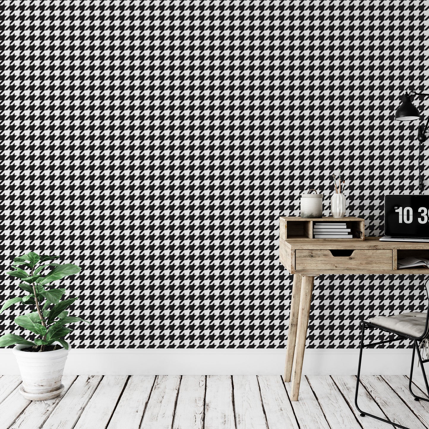 Houndstooth Black and White Wallpaper MW1694