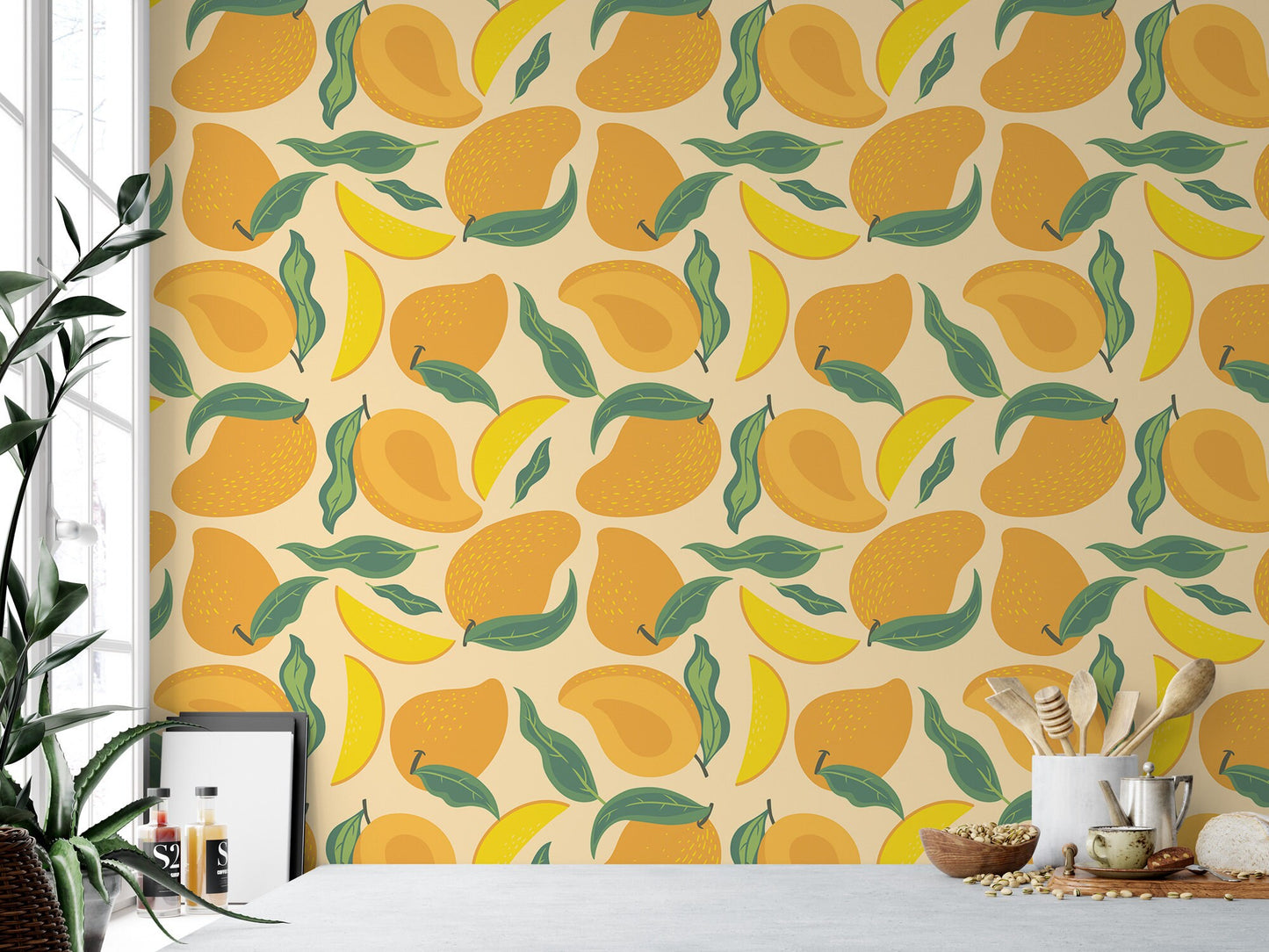 Mangoes and Leaves Wallpaper MW1968