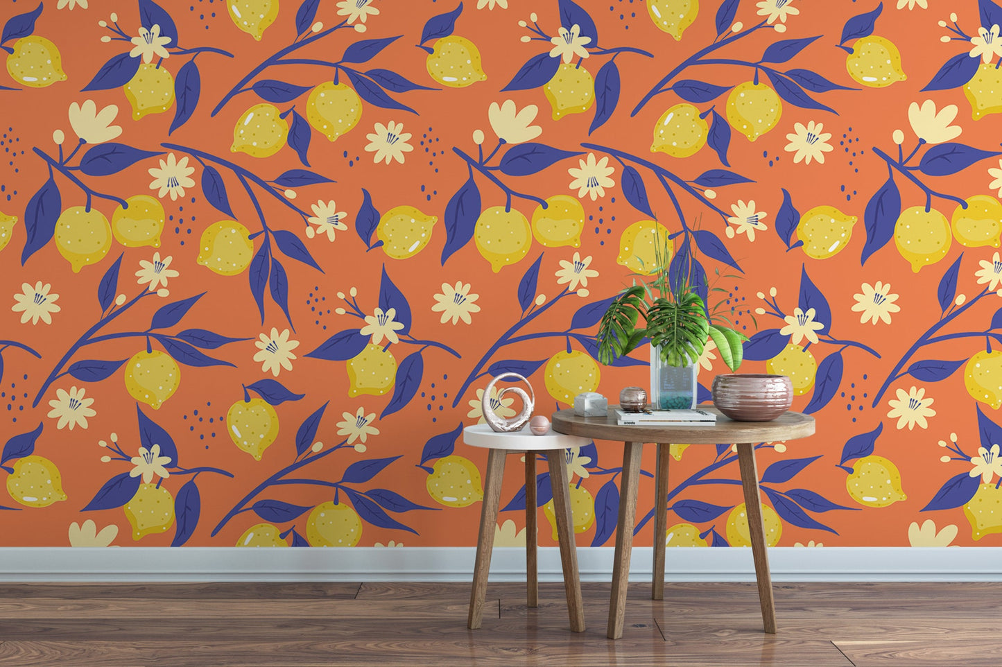 Lemons on Orange Wallpaper MW1969