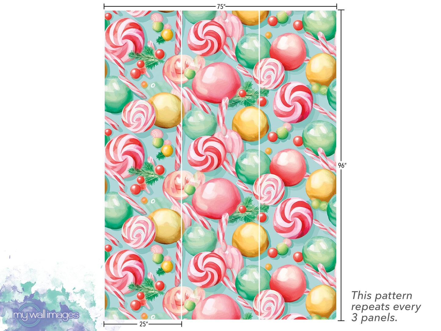 Watercolor Christmas Candy Wallpaper MW1937